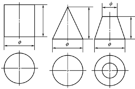 图1-8圆柱-圆锥-圆台钣金件尺寸标注