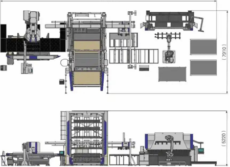 图3 数控冲床自动分拣·折弯机器人生产线空间示意图