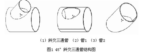 图1斜交三通管截面图