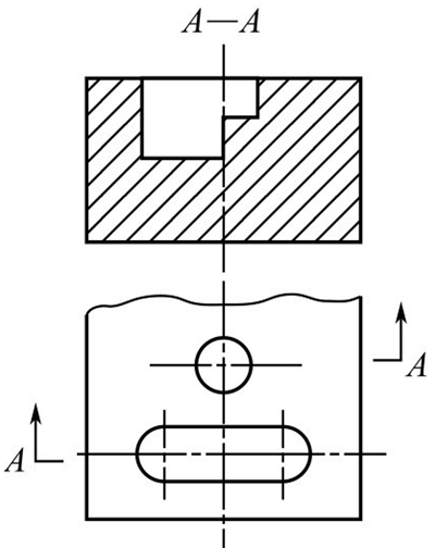 图1-35钣金加工件阶梯剖视图